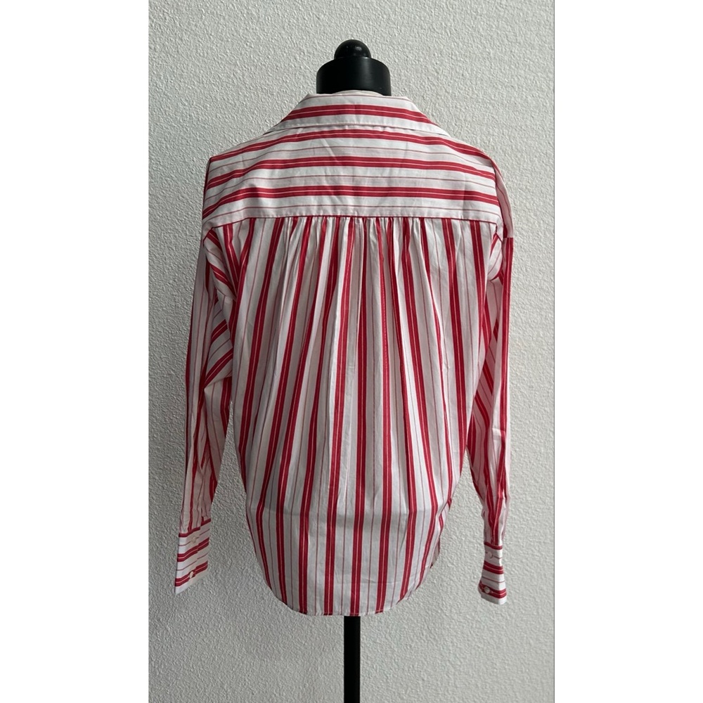 Anthropologie Harshman Woman’s COOPER Button up SHIRT Medium Red White striped - Picture 3 of 6